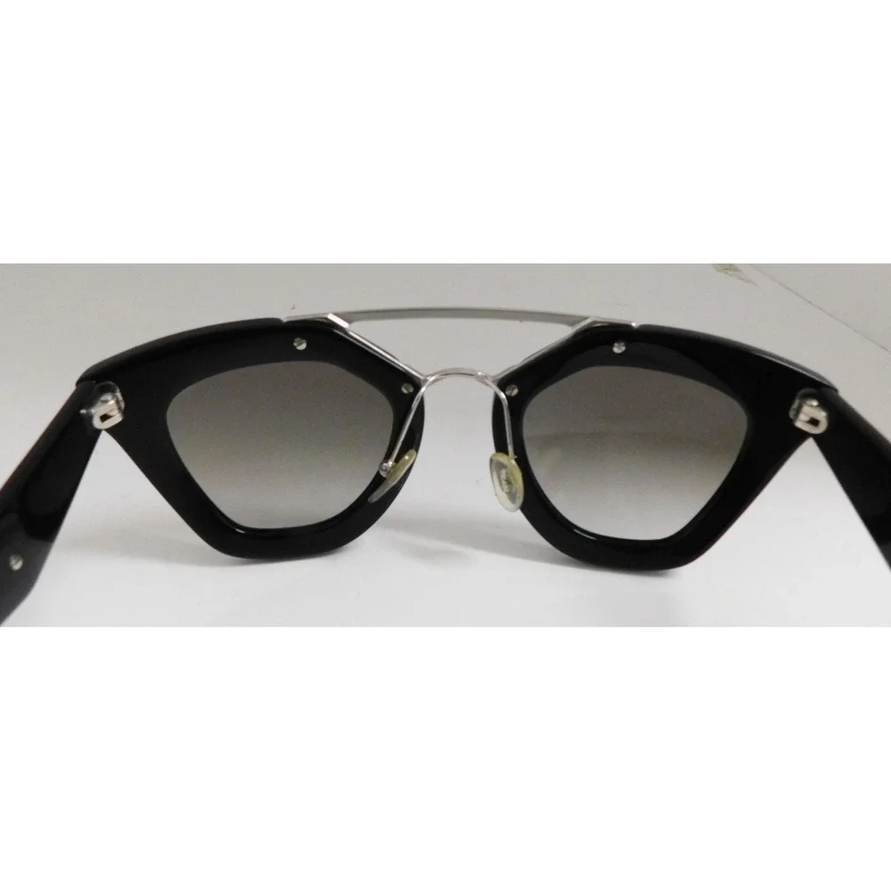 PRADA 14S Cinema ORNATE SAFFIANO LEATHER PR14SS Black‎ Sunglasses Triangle Logo